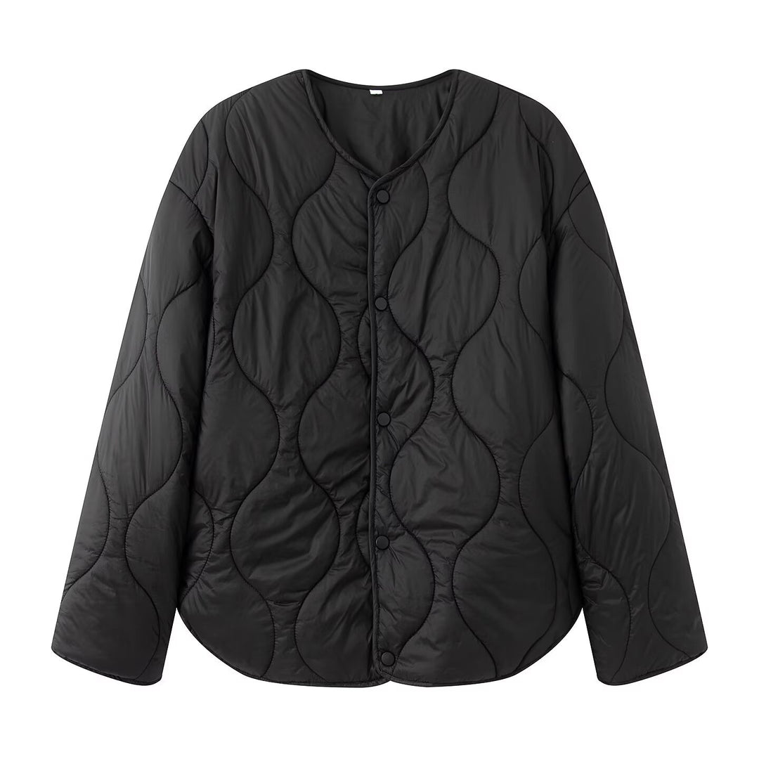 Damen Steppjacke mit Oversize‑Schnitt, Rundhals und geschwungenem Saum Echo Archiv