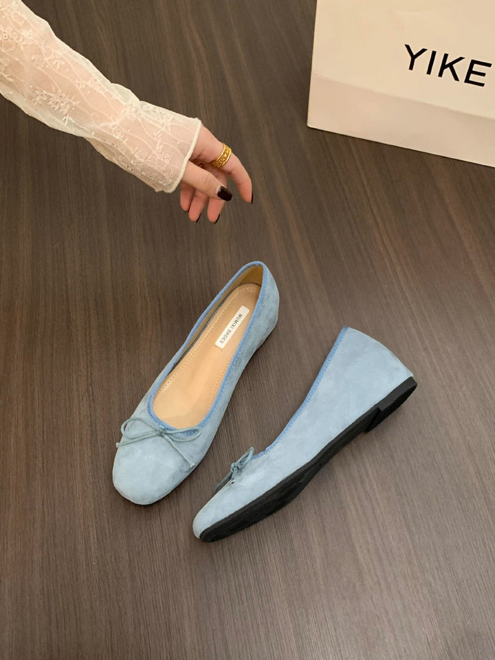 Damen Ballerinas aus hochwertigem Wildleder mit dekorativer Schleife Echoarchiv