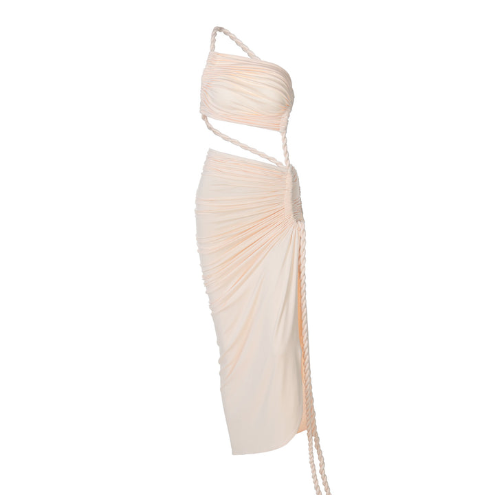 Damen Elegantes, einseitiges Maxikleid mit raffinierten Drapierungen Echo Archiv