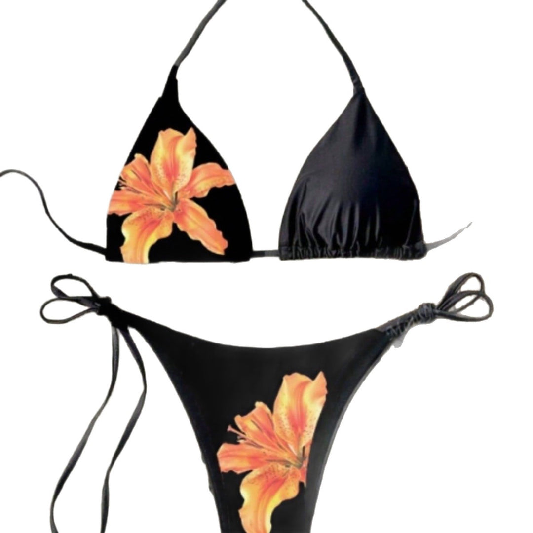 Damen Triangel-Bikini mit floralen Akzenten und verstellbaren Bändern Echo Archiv