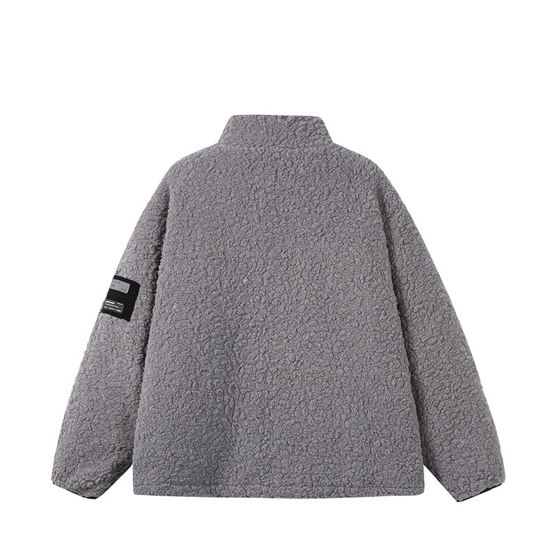 Unisex Teddy‑Fleece Jacke mit Stehkragen, hoher Wärme und kontrastierender Reißverschluss Echoarchiv