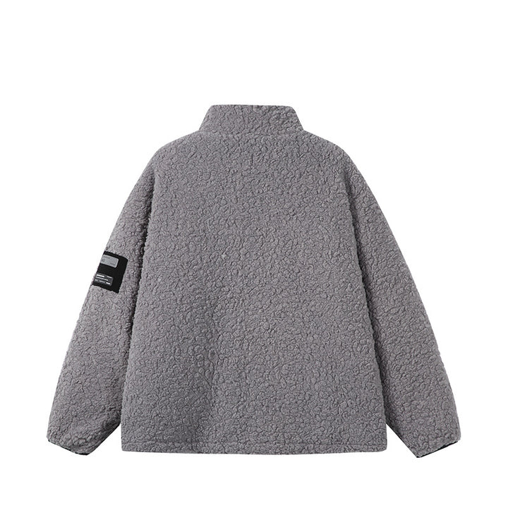 Unisex Teddy‑Fleece Jacke mit Stehkragen, hoher Wärme und kontrastierender Reißverschluss Echoarchiv