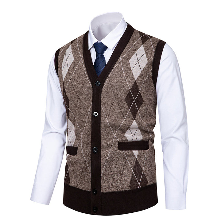 Herren edle Strickjacke mit modernem Rautenmuster Echoarchiv