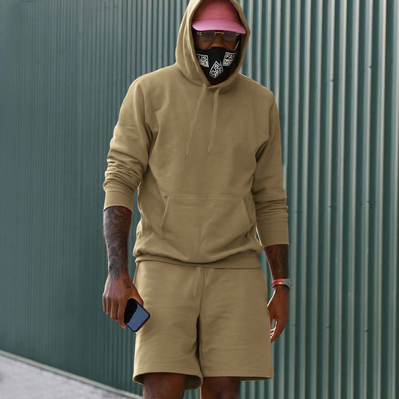 Herren sportliches Hoodie-Shorts-Set aus atmungsaktivem Baumwollmix Echoarchiv