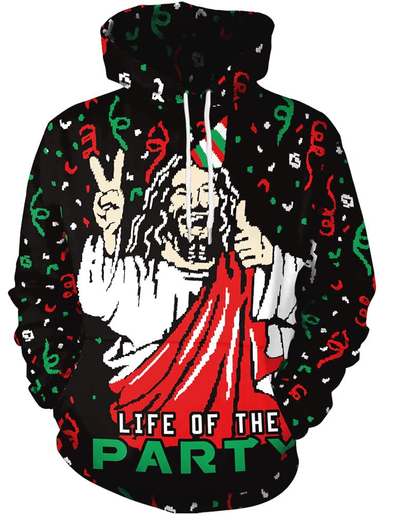 Damen Lustiger Kapuzenpullover mit weihnachtlichem DJ-Motiv Echoarchiv