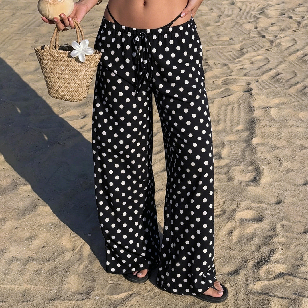Damen nan weite Palazzo-Hose mit elastischem Bund und Punkte-Muster Echo Archiv