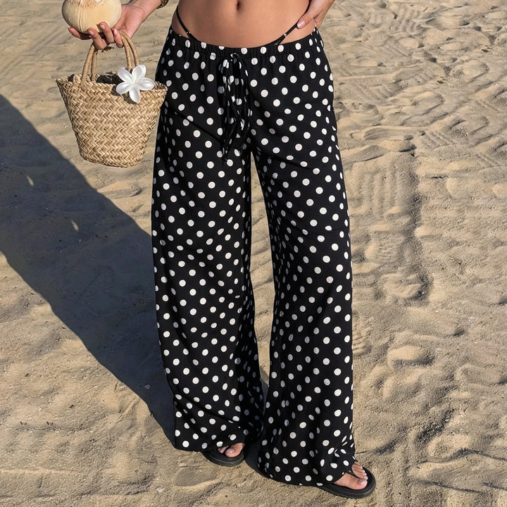 Damen nan weite Palazzo-Hose mit elastischem Bund und Punkte-Muster Echo Archiv