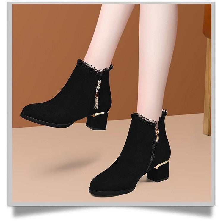 Damen Elegante Ankle Boots mit Rüschen-Detail Echo Archiv