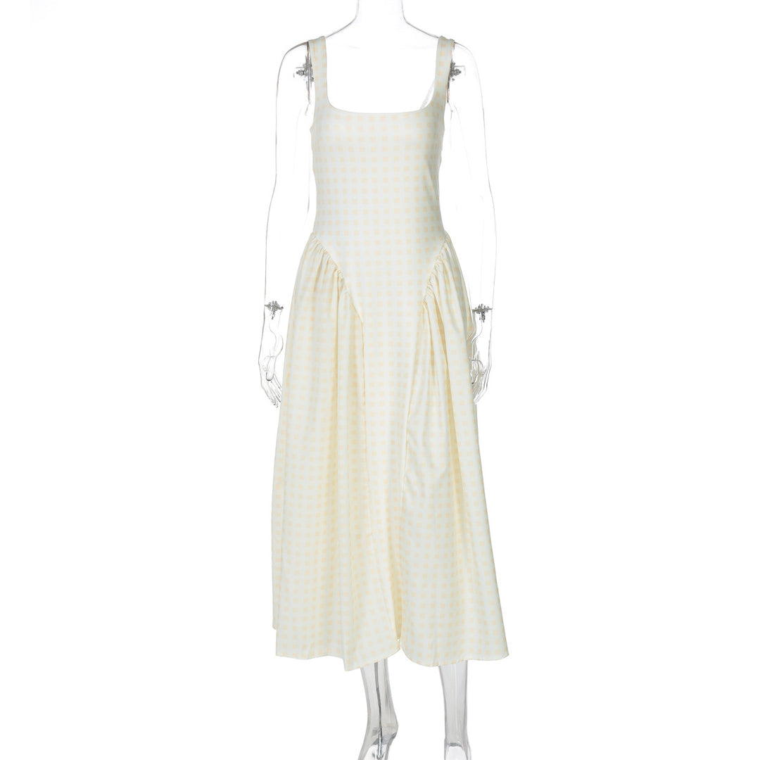 Damen Sommerliches Maxikleid mit Karo-Design und seitlichen Raffungselementen Echo Archiv