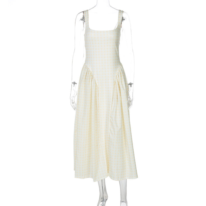 Damen Sommerliches Maxikleid mit Karo-Design und seitlichen Raffungselementen Echo Archiv