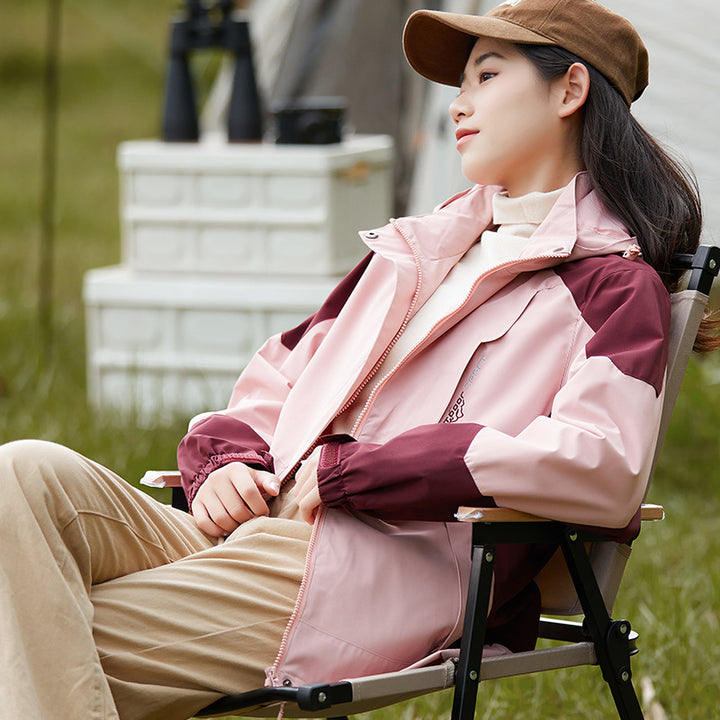 Damen zweilagige wasserdichte Outdoor‑Jacke mit Kapuze, atmungsaktiver Membran und verstellbarer Taille Echoarchiv
