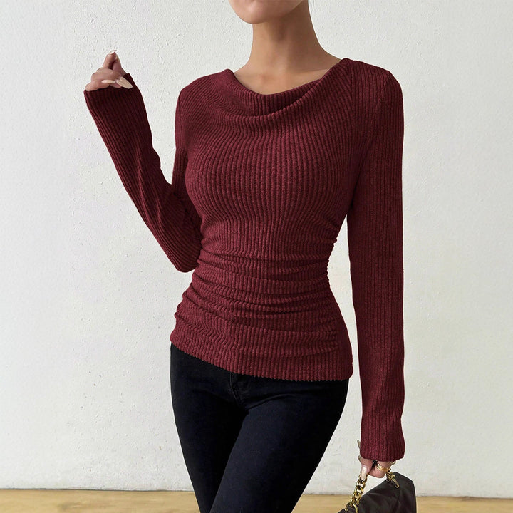 Damen nan eng anliegendes Rippenstrick-Longsleeve mit geraffter Taille Echo Archiv