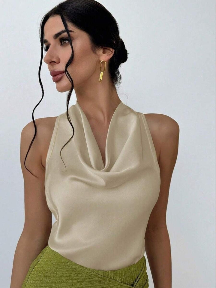 Damen Elegantes Satinoberteil mit schickem Wasserfall-Ausschnitt Echo Archiv
