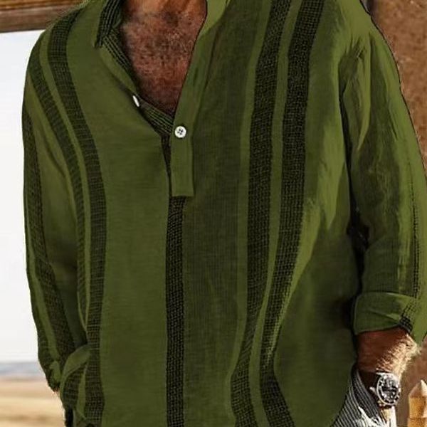 Herren Langarmshirt mit strukturiertem Gewebemuster und lockerer Passform Echoarchiv