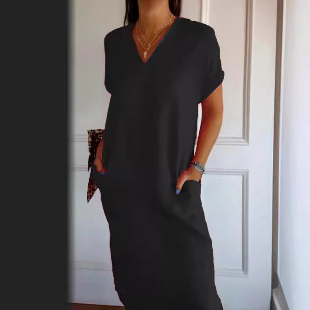 Damen luftiges Leinenkleid mit praktischen Seitentaschen Echoarchiv
