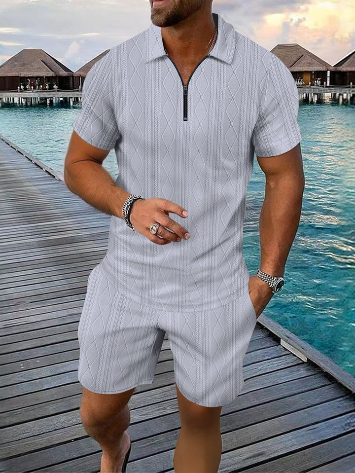 Herren Polo-Shirt mit modischem Reißverschluss und strukturiertem Design Echoarchiv