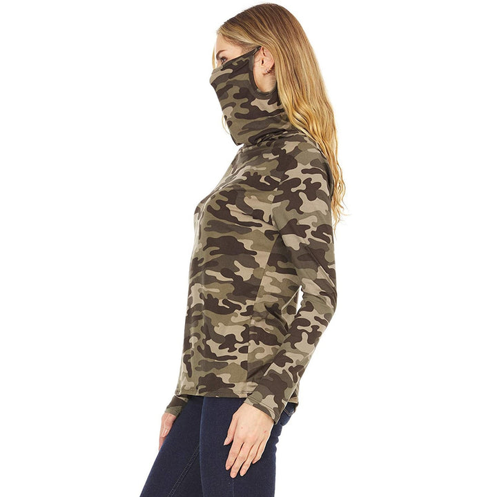 Damen Camouflage-Jersey-Longsleeve mit integriertem Schlauchkragen Echoarchiv