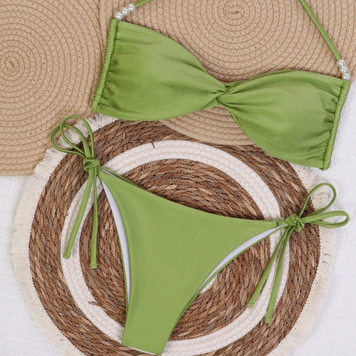 Damen Bandeau-Bikini mit eleganten Perlenschnüren Echo Archiv