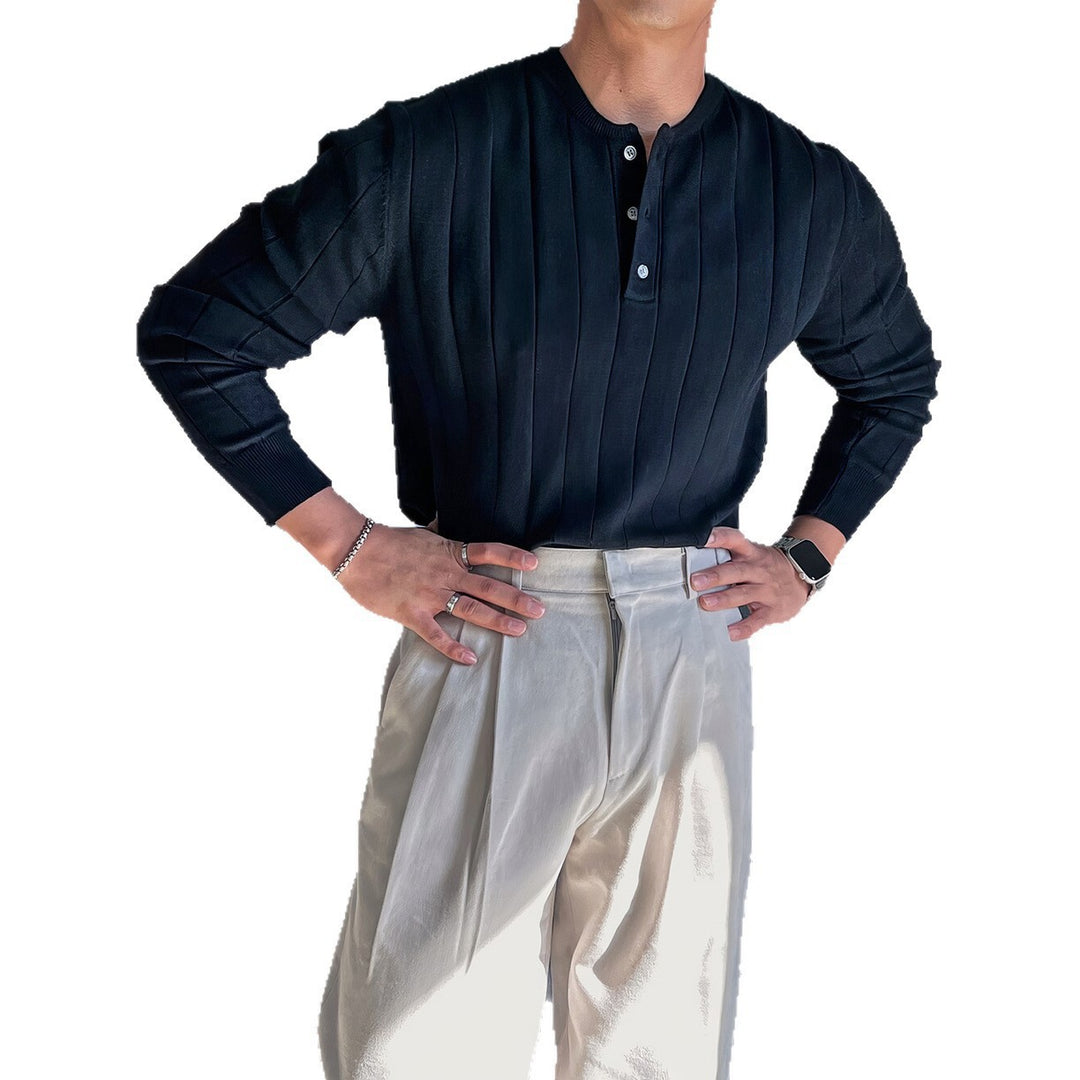Herren Modischer Strickpullover mit Knopfleiste Echoarchiv