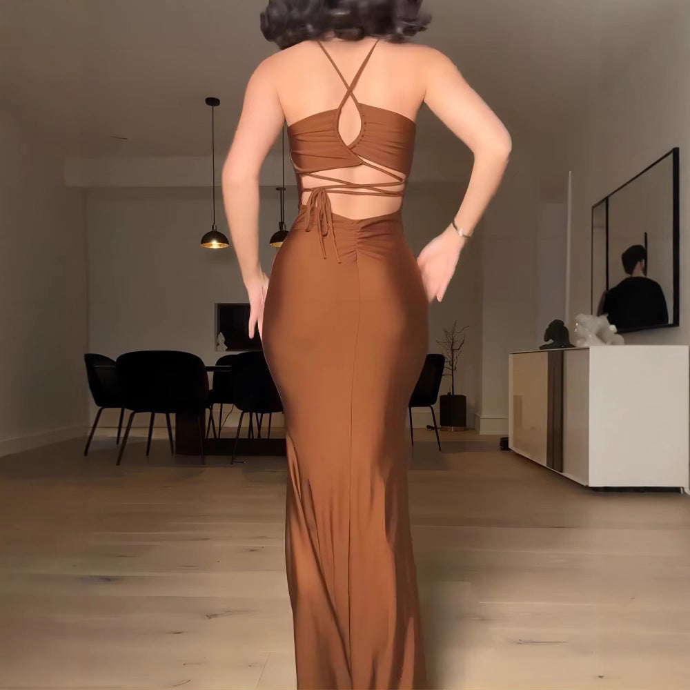 Damen Maxi-Kleid mit schmalem Trägerdesign und fließendem Schnitt Echo Archiv