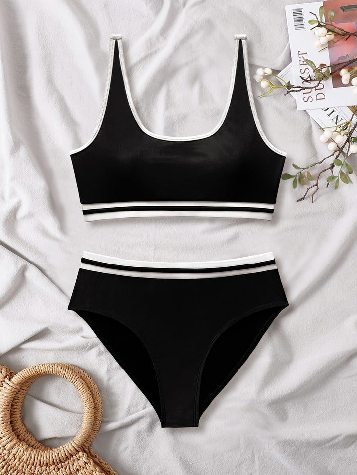 Damen Sportliches Bikini-Set mit elastischen Trägern und Kontrastbündchen Echo Archiv