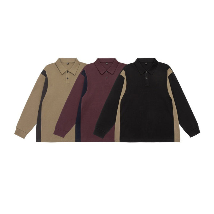 Unisex Langarm-Poloshirt im Oversize-Sweatstyle mit Kontrast-Seiteneinsätzen Echoarchiv