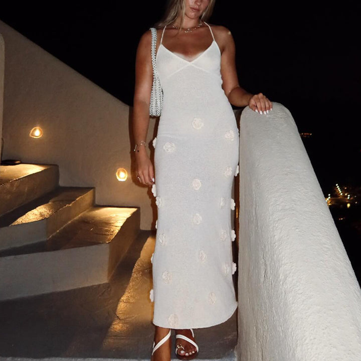 Damen Elegantes gehäkeltes Maxikleid mit floralen Applikationen Echo Archiv