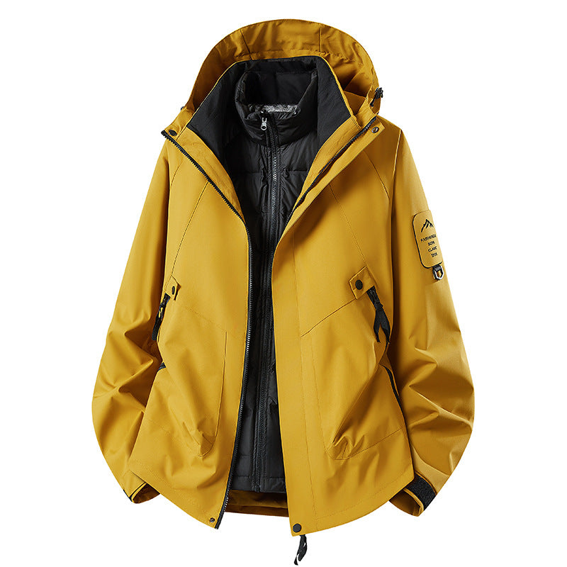 Herren Zwei-in-eins Wetterschutzjacke mit abnehmbarer Steppweste und verstellbarer Kapuze Echoarchiv