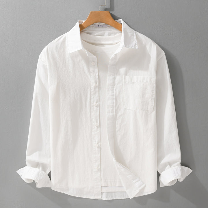 Herren Relaxed-Fit Baumwoll-Overshirt mit Kentkragen und Brusttasche Echoarchiv