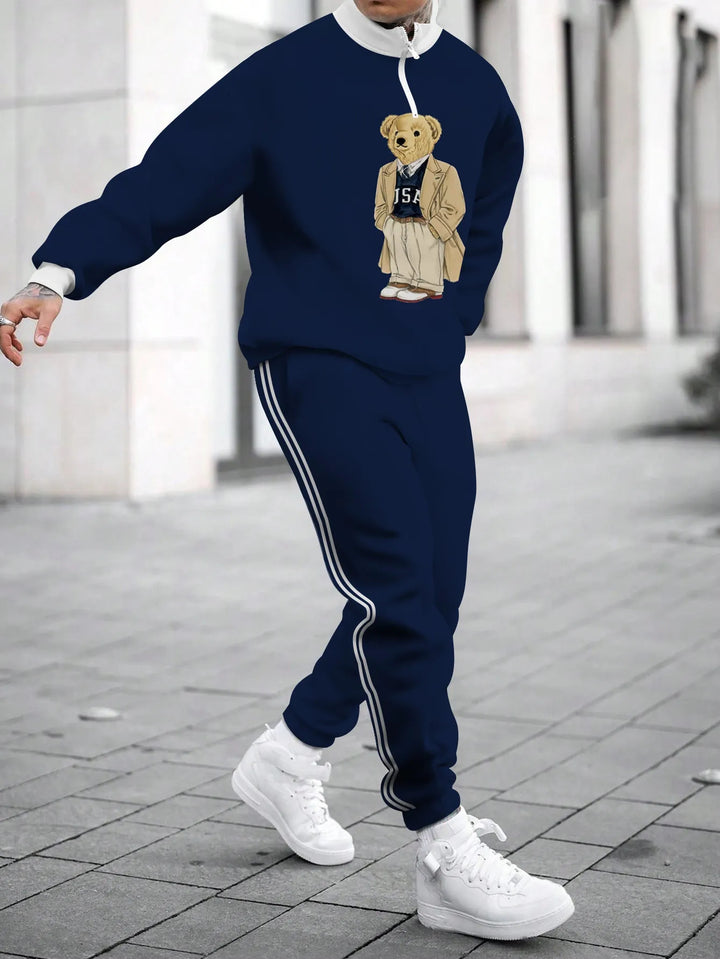 Herren sportliches Outfit mit hohem Kragen und modischem Grafikdesign Echoarchiv