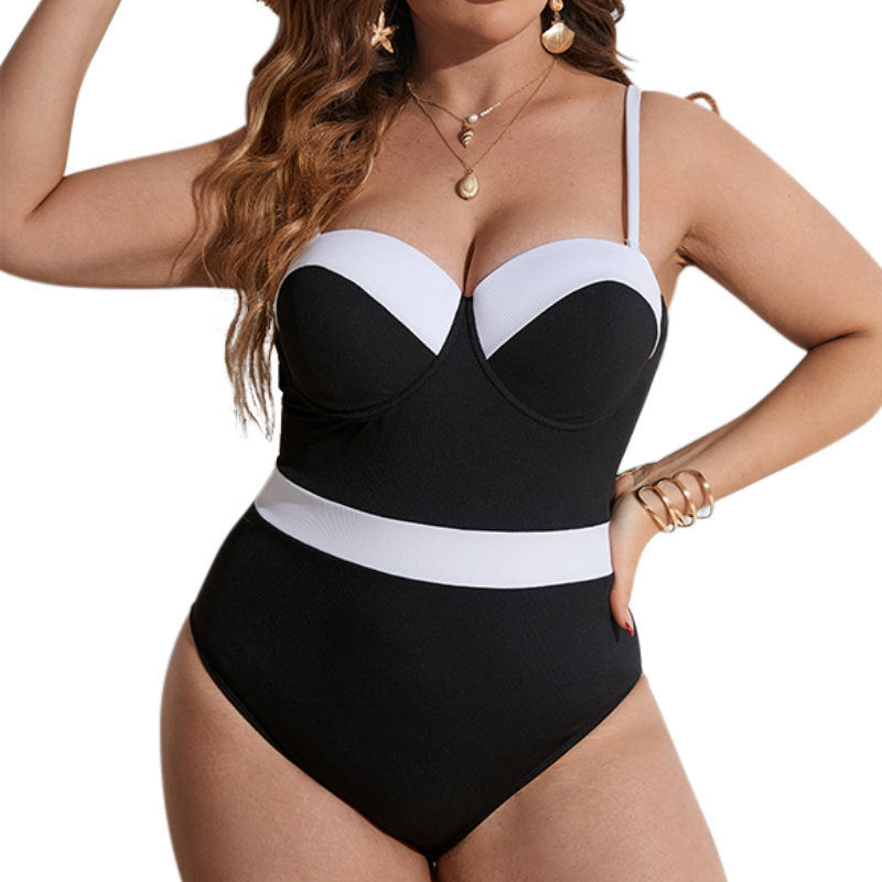 Damen Eleganter Badeanzug mit Stütze und Farbblockdesign Echo Archiv