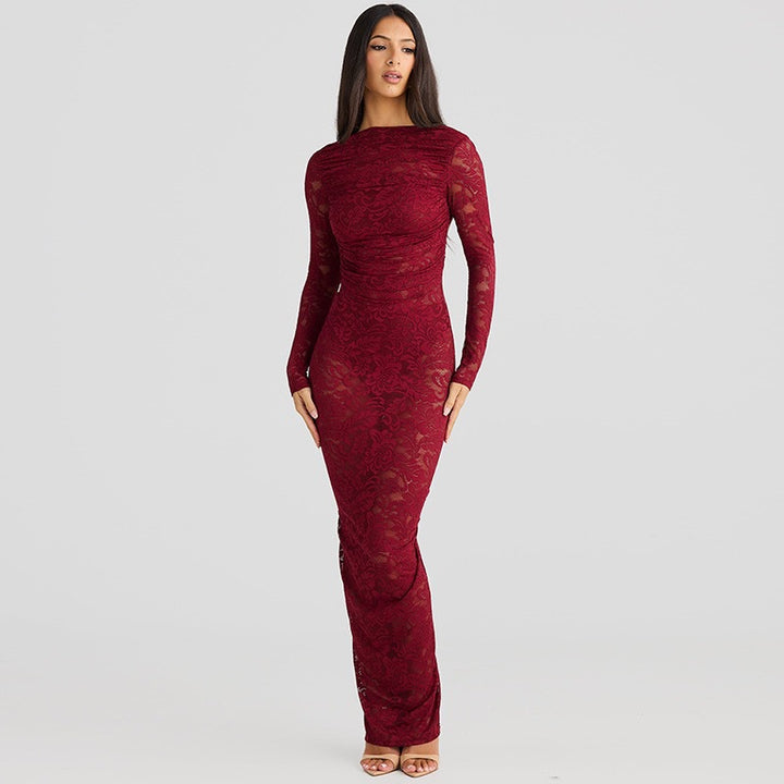 Damen Elegantes Spitzenkleid mit langem Arm Echo Archiv