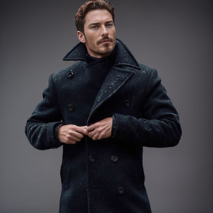 Herren eleganter, doppelreihiger Wintermantel Echoarchiv