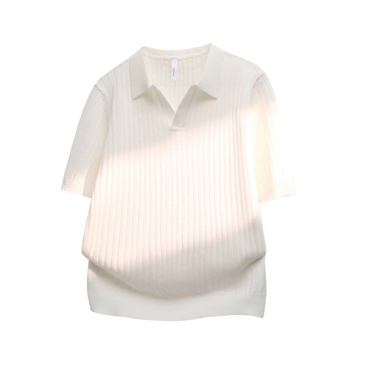 Damen Elegantes Kurzarm-Strickpoloshirt Echo Archiv