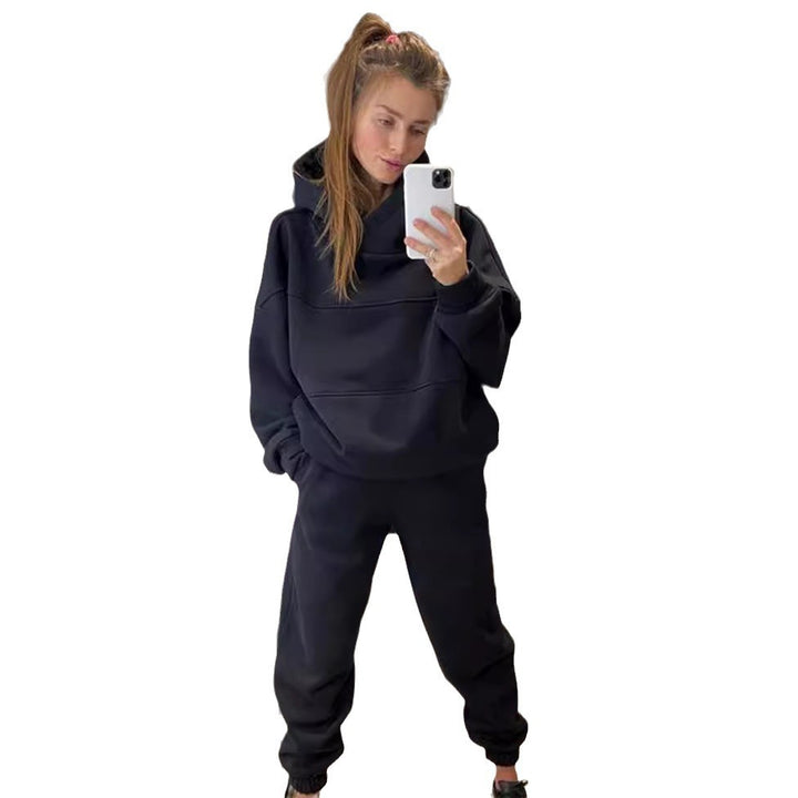 Damen Oversized Loungewear-Set aus schwerem French-Terry mit strukturierter Kapuze und Relax-Jogginghose – Auréline