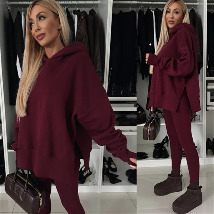 Damen nan oversized Kapuzenpullover mit Leopardenprint, kontrastbündchen und verlängertem Rückensaum Echo Archiv