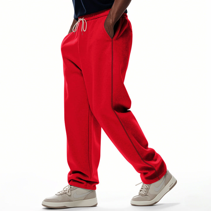 Herren locker sitzende Sweatpants mit seitlicher Ziernaht, elastischem Komfortbund und tiefen Eingrifftaschen – Marzano