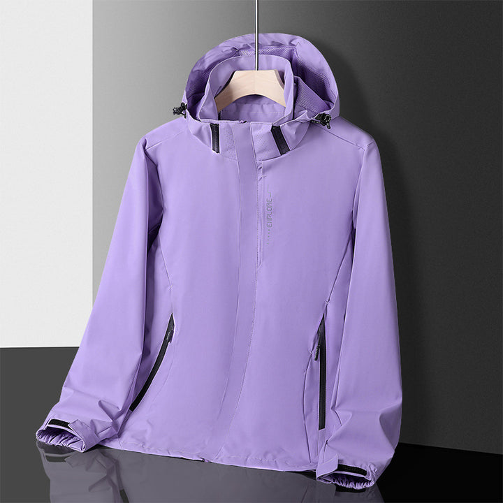 Herren Leichte technische Regenjacke mit Kapuze und dezenter Camouflage‑Textur – Taviero