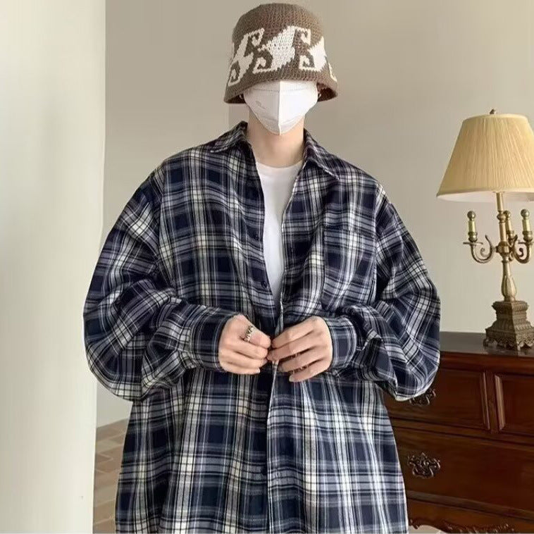 Damen Lässige Karobluse mit weitem Schnitt Echoarchiv