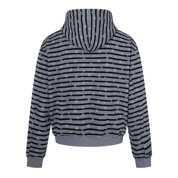 Damen Legere Kapuzen-Zipjacke im Streifenjacquard mit Sternchenstruktur Echoarchiv
