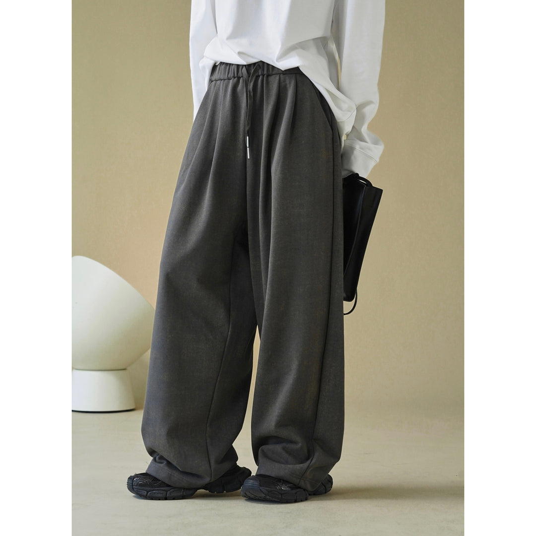 Damen Weite Lounge‑Palazzohose aus French‑Terry mit hohem Bund, Elastik und Kordelzug Echoarchiv