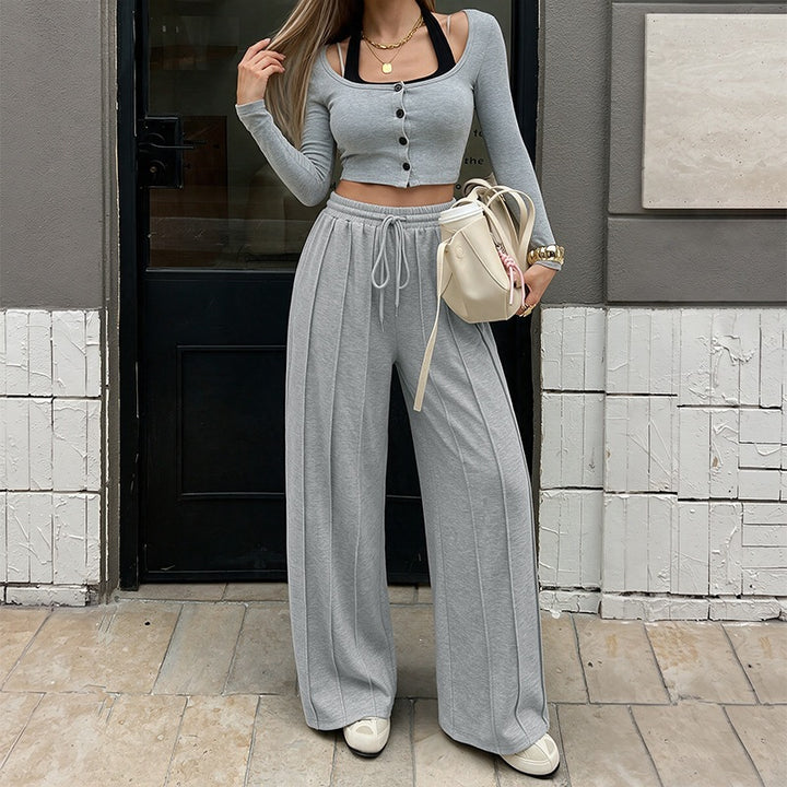 Damen Weite Palazzo-Hose mit Taillenkordel Echo Archiv
