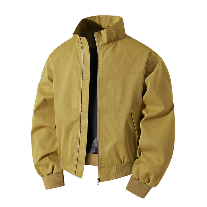 Herren kurz geschnittener Blouson mit Stehkragen und geripptem Saum – Taviero