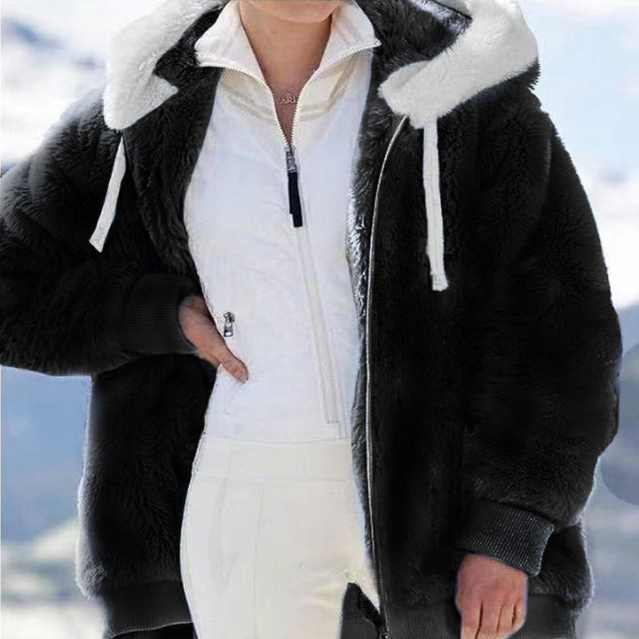 Damen nan kuschelige Kapuzen-Teddyjacke mit wattiertem Innenfutter und Rippbündchen Echo Archiv