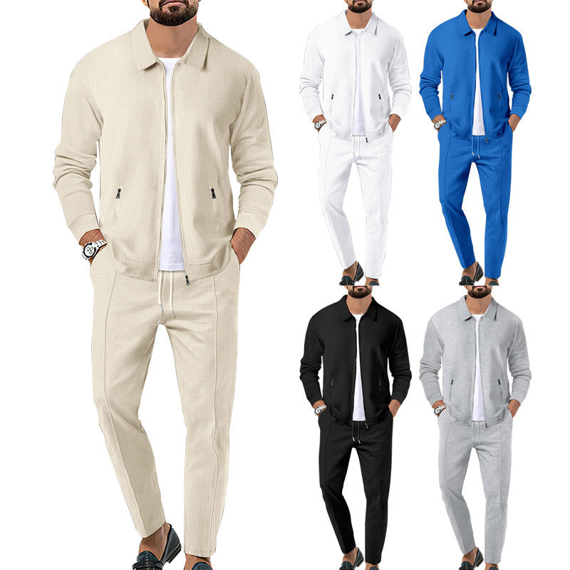 Herren modisches Freizeit-Ensemble mit strukturiertem Obermaterial und elastischem Bund Echoarchiv