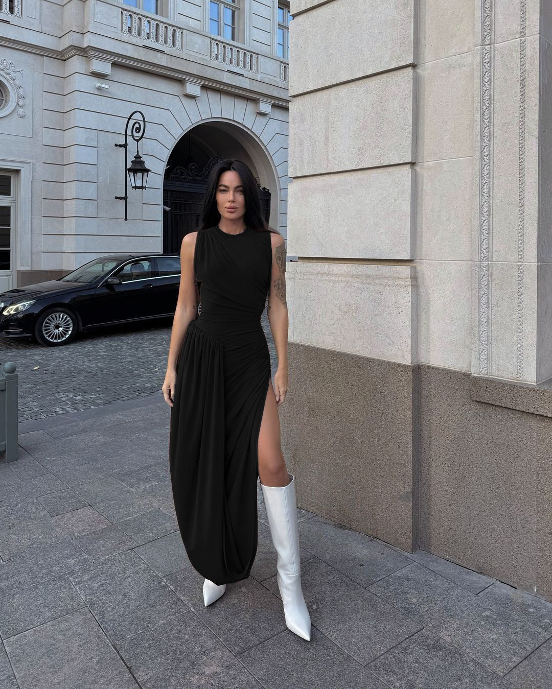 Damen Elegantes Maxikleid mit raffiniertem Wickeldesign Echo Archiv