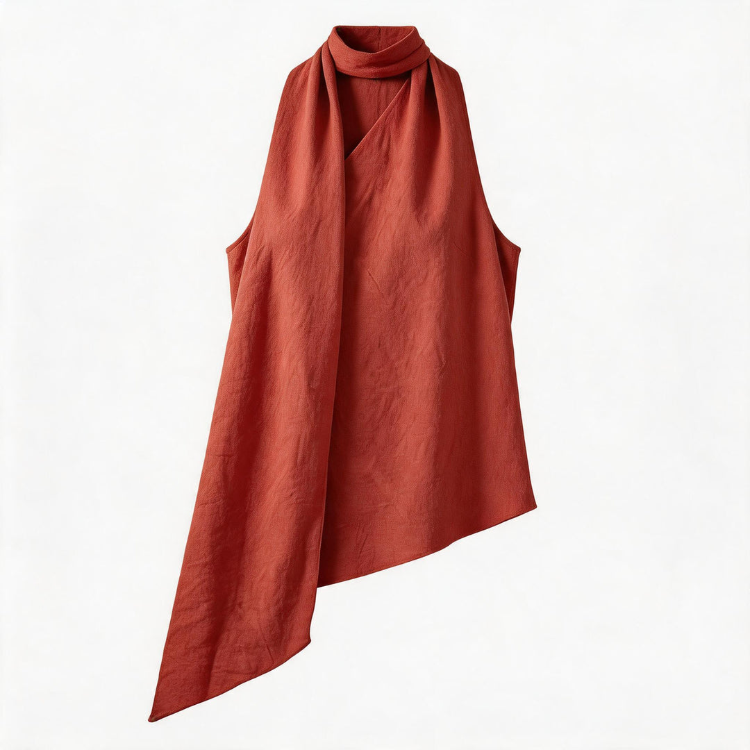 Damen asymmetrisches Wickeloberteil mit elegantem Schal Echo Archiv