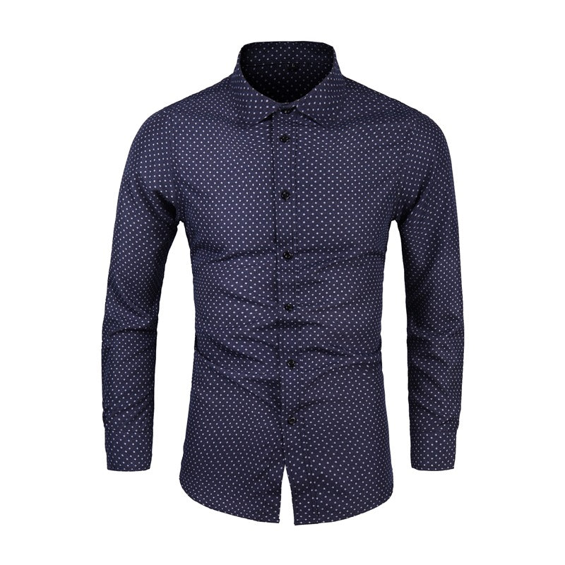 Herren Slim-Fit Hemd mit feinem Pünktchenmuster und Kentkragen Echo Archiv