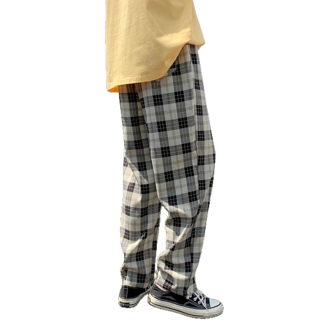 Herren Karierte Relaxed-Fit Hose mit Kordelzug und geradem Bein Echoarchiv