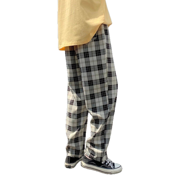 Herren Karierte Relaxed-Fit Hose mit Kordelzug und geradem Bein Echoarchiv